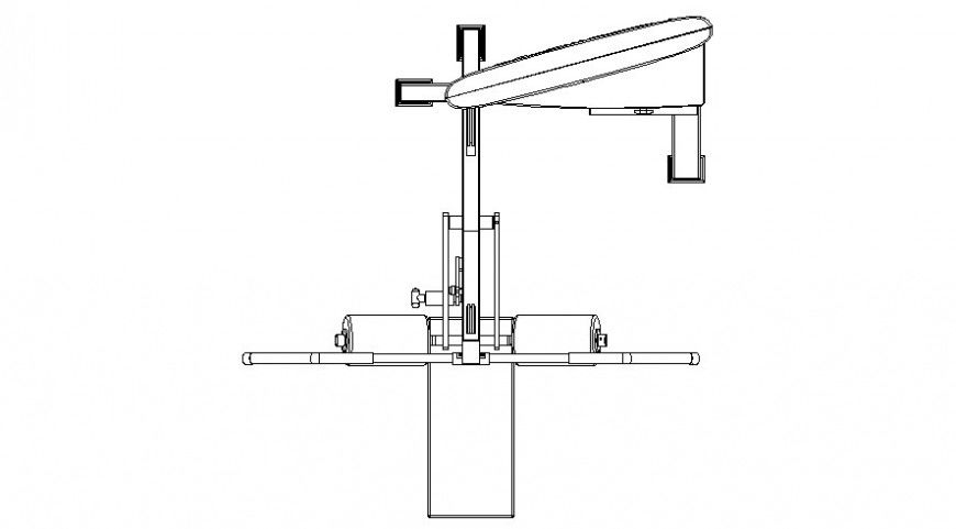 Detail Bench Press inc barbell gym equipment plan detail dwg file