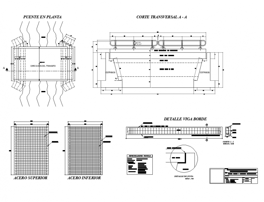 Detail Bridge construction plan layout autocad file