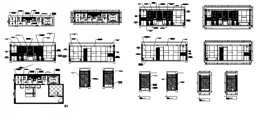 Detail building blocks elevation and plan dwg file