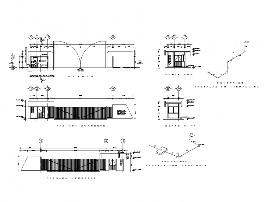 Detail building double door gate elevation autocad file