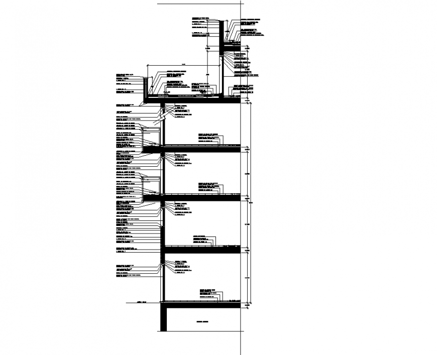 Detail building façade section plan dwg file