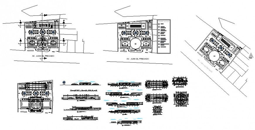 Detail building plan, elevation and section 2d view autocad file