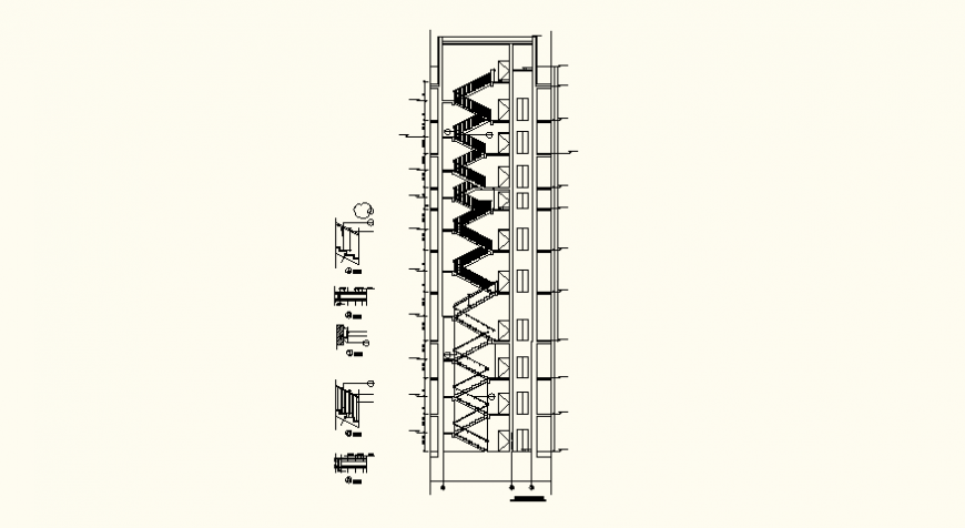 Detail building section plan and elevation dwg file