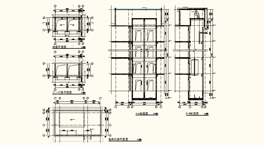 Detailed Building Section Plan DWG File with Cutout Details
