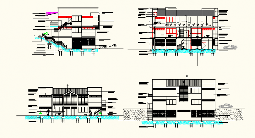 Detail bungalow plan and elevation AutoCAD file