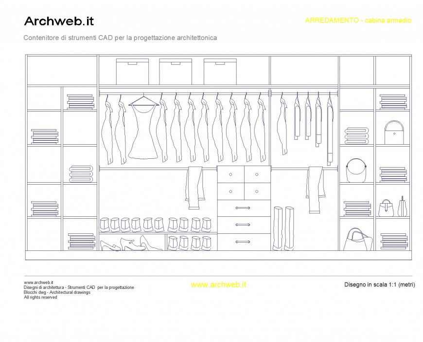 Cabina Armadio CAD Drawing Wardrobe Layout and Interior Storage