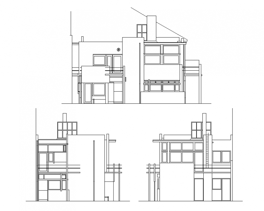 Detail car show room elevation and plan layout file