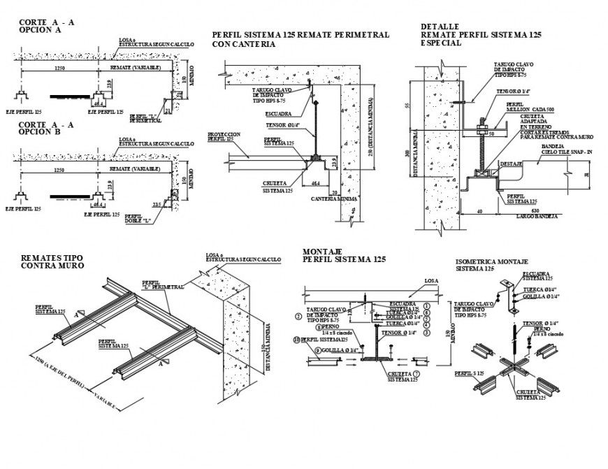 Detail ceiling office section plan layout file