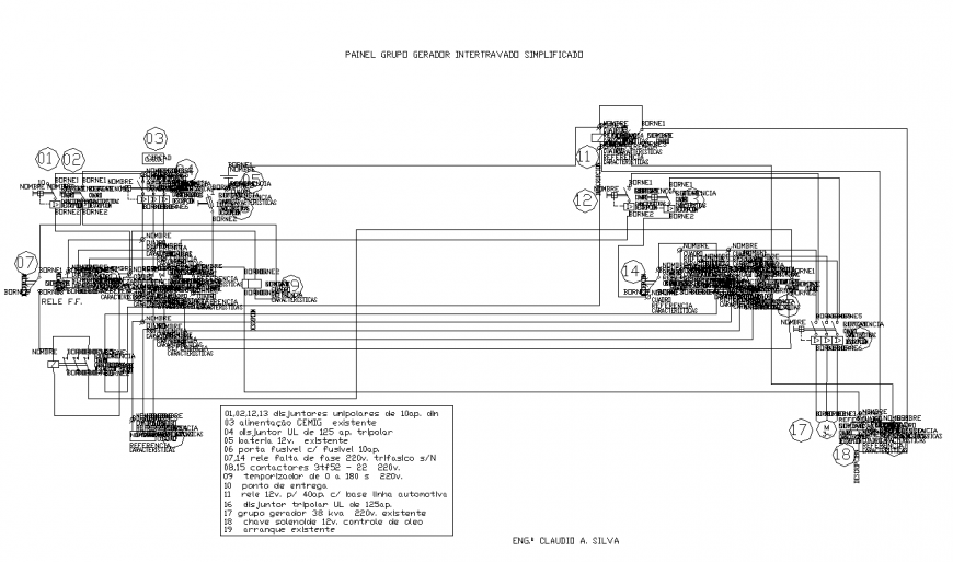 Detail circuit flow diagram elevation 2d view layout file