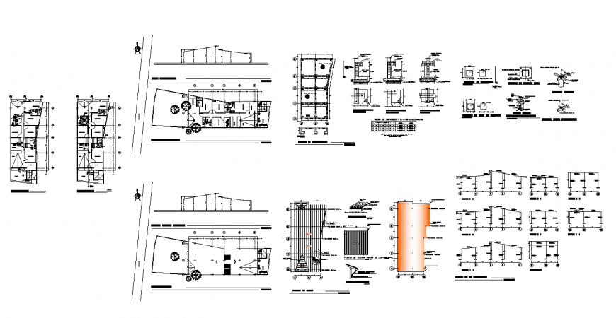 Detail column and beam structure detail section and plan 2d view layout file