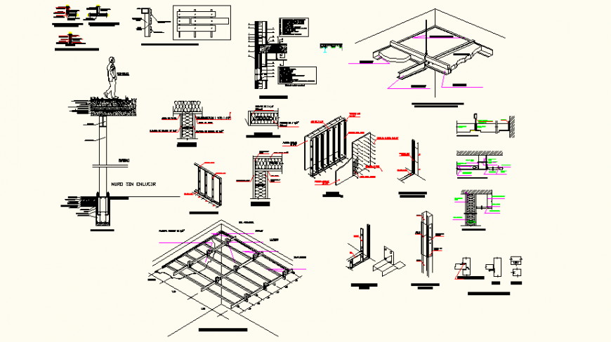 Detail column and floor detail plan and elevation autocad file