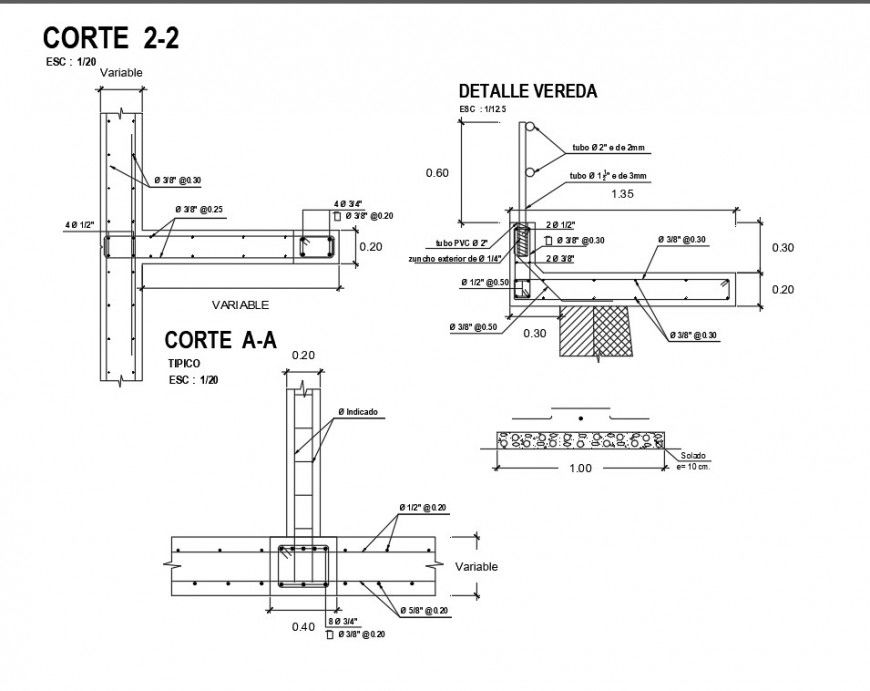 Detail column and slab reinforcement elevation and section dwg file