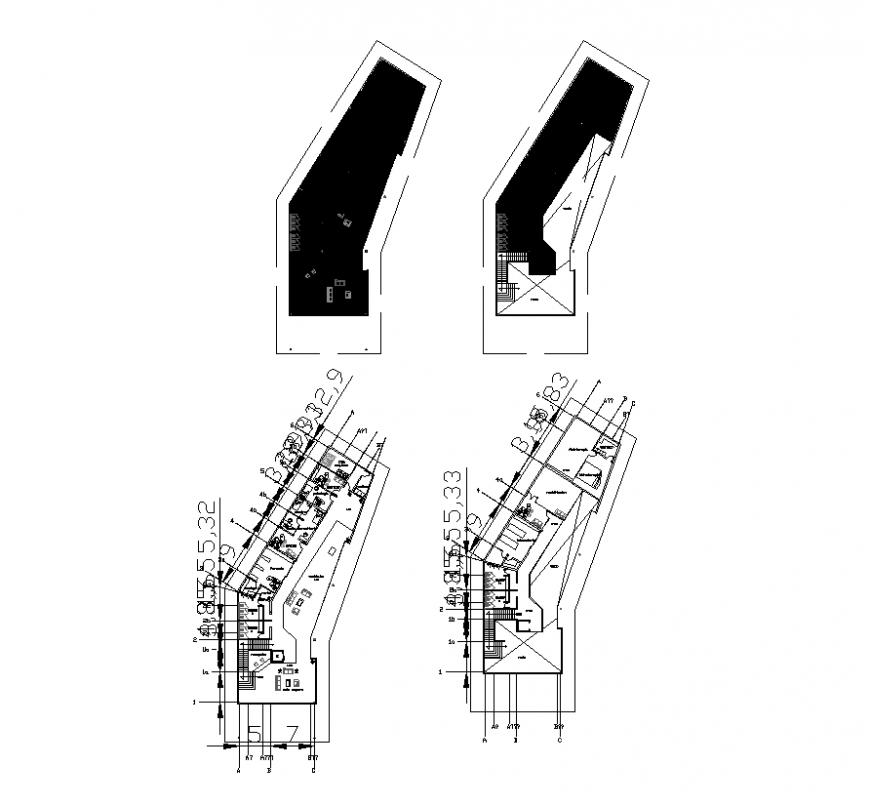 Detail commerce building plan 2d view dwg file