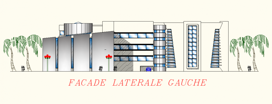 Detail commercial building elevation layout file