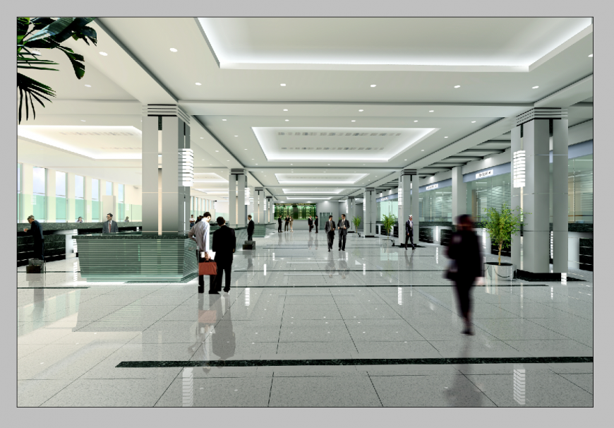 Detail commercial building inner view detail 3d model elevation Photoshop file