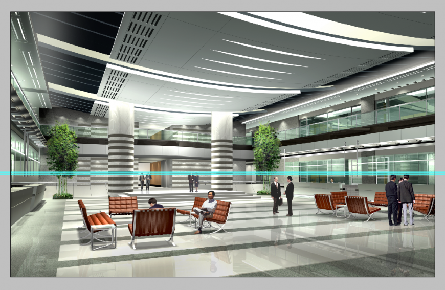 Detail commercial hub waiting room detail 3d model elevation PSD file