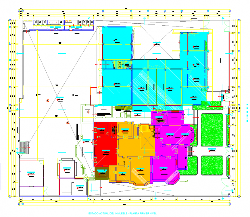 Detail commercial office building plan 2d view layout file
