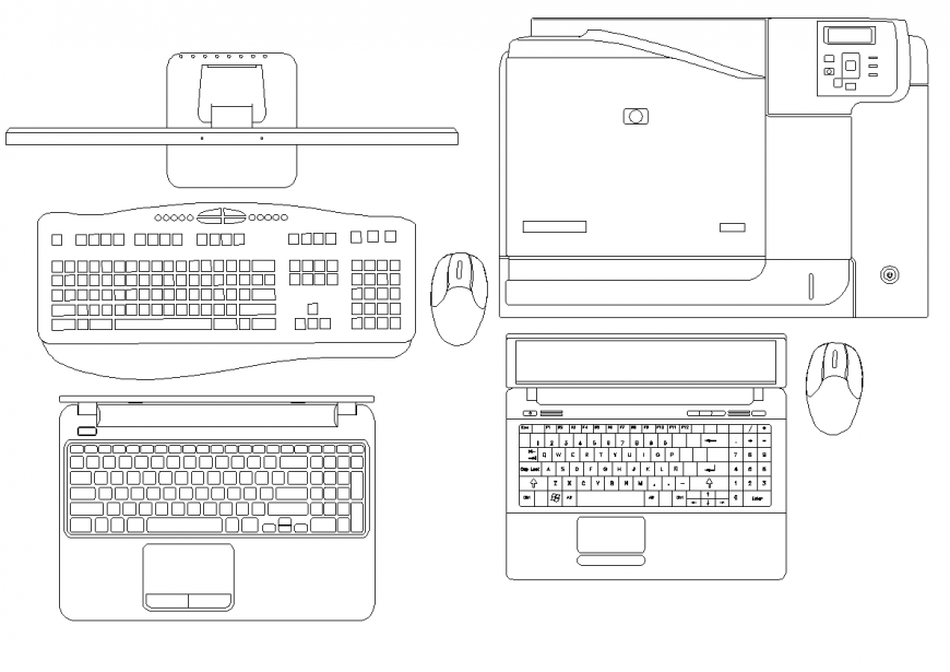 Detail computer and laptop elevation layout file