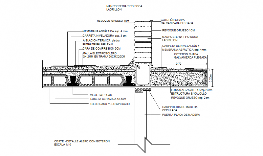 Detail concrete eves section autocad file
