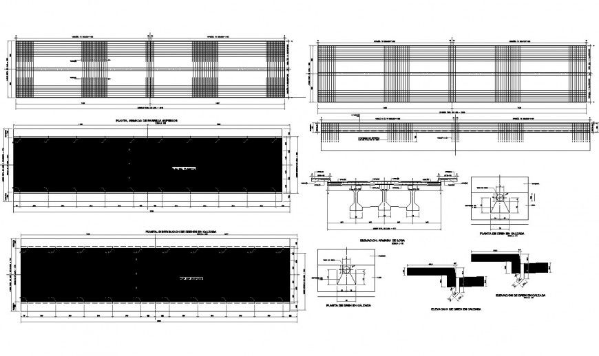 Detail construction blocks of bridge layout file in autocad