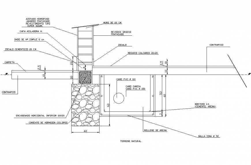 Detail constructive floor section plan autocad file