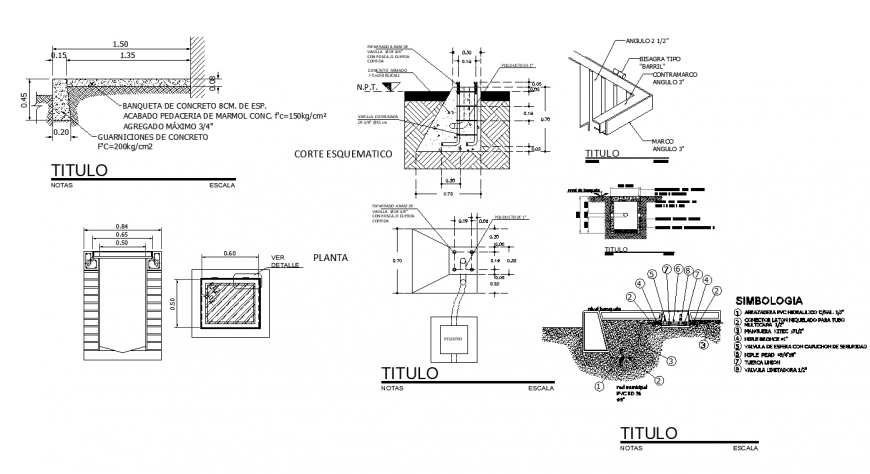 Detail constructive structure section and plan layout autocad file
