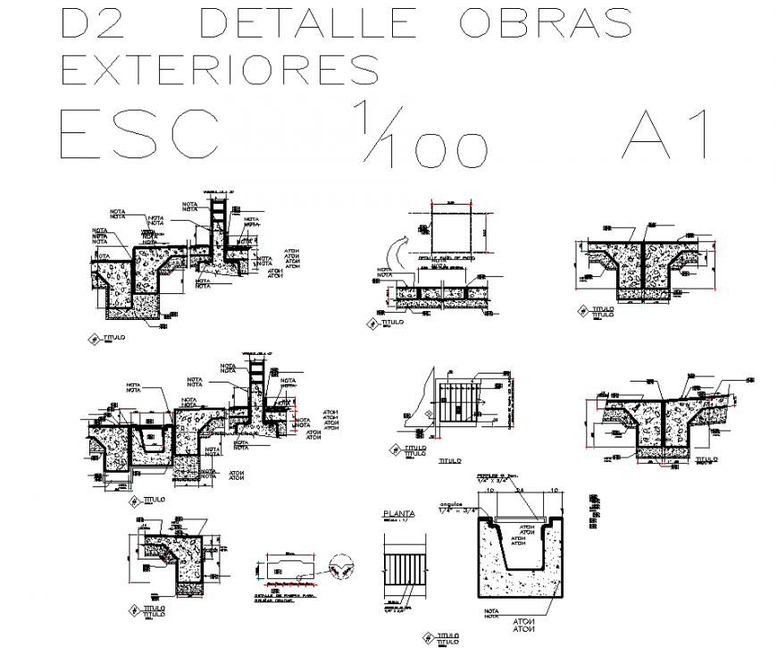 Detail decking and gutter storm autocad file