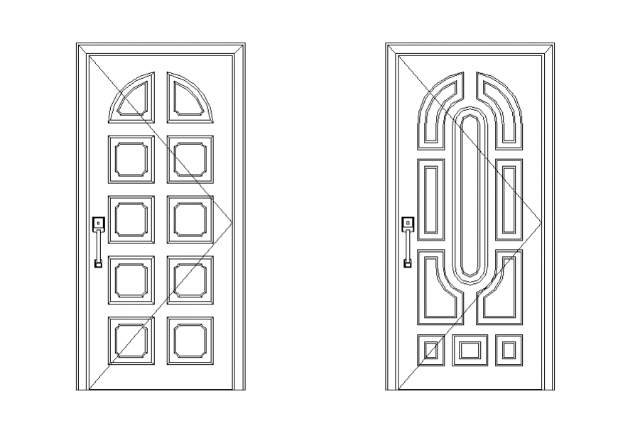 Detail door elevation 2d view CAD furniture layout dwg file