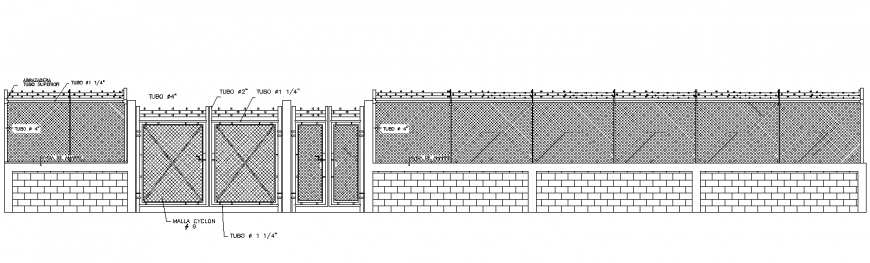 Detail drawing of compound wall drawing in dwg file.