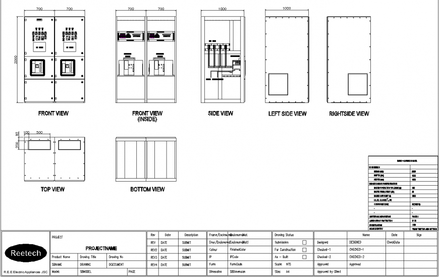 Detail drawing of electric appliances in dwg file.