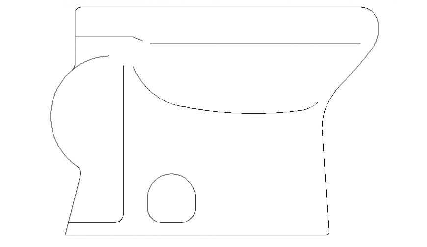 Detail drawing of European water closet side elevation in dwg file.