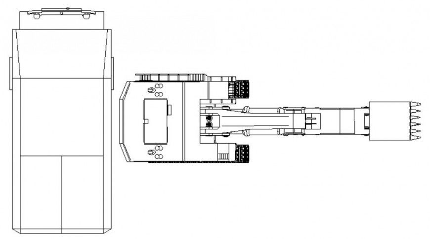 Detail drawing of excavator machine drawing in AutoCAD