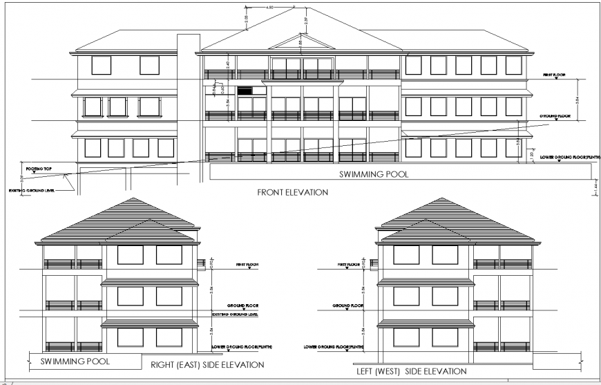 detail drawing of library building in dwg file.