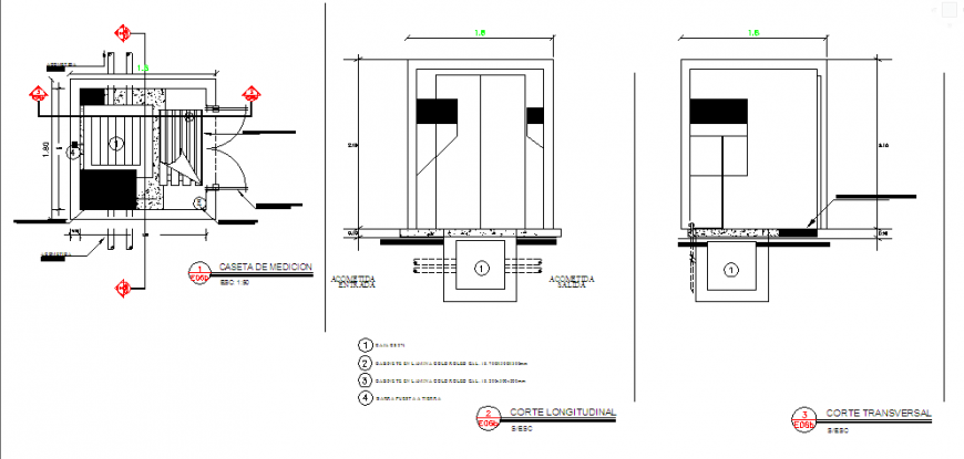 Detail drawing of measuring stand of 180x180x210m design drawing