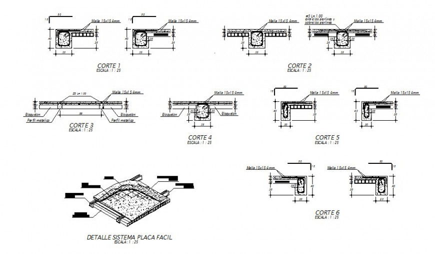 Detail drawing of RCC structural block in autocad software