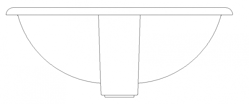 Detail drawing of side elevation of wash basin detail drawing in dwg file.