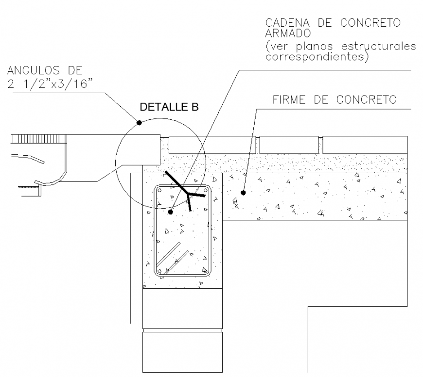 Detail drawing of slab and beam in dwg file.