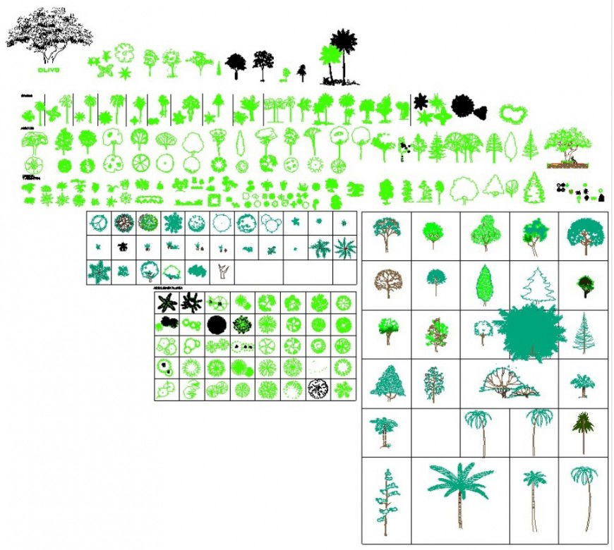 Detail drawings of landscaping block 2d view in autocad software