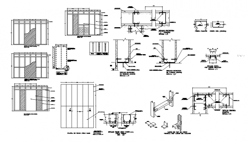 Detail drywall plan, elevation and section autocad file