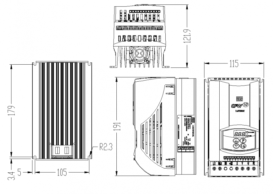 Detail electrical circuit and switch box 2d view layout AutoCAD file