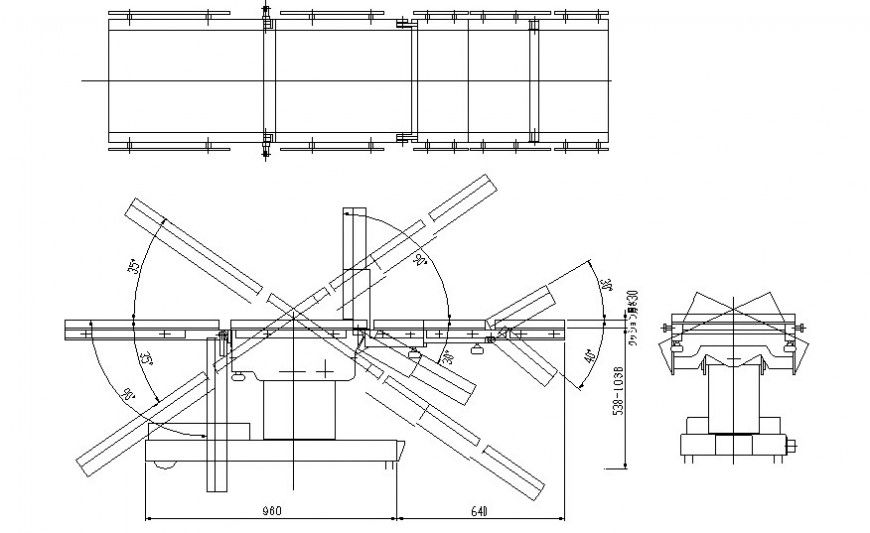 Detail elevation drawing of stretcher bed units 2d view in dwg format
