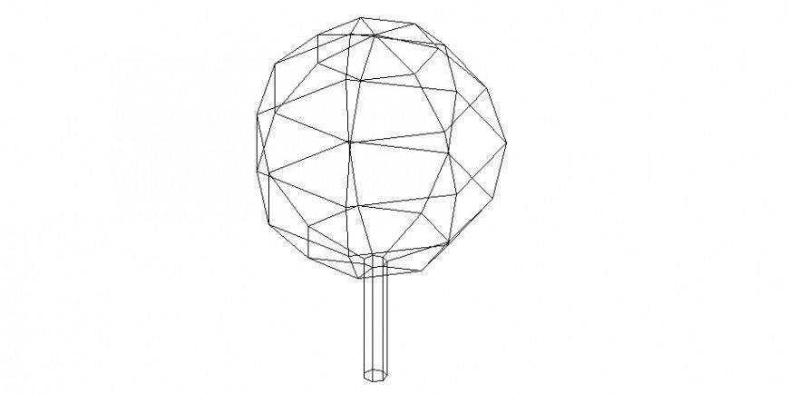 Detail elevation of 2d Landscaping tree layout file in dwg format