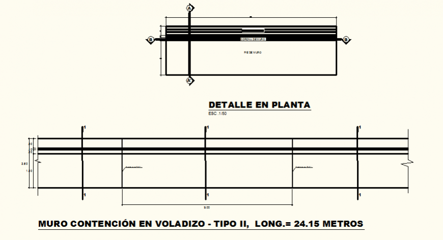 Detail elevation of beam plan layout file