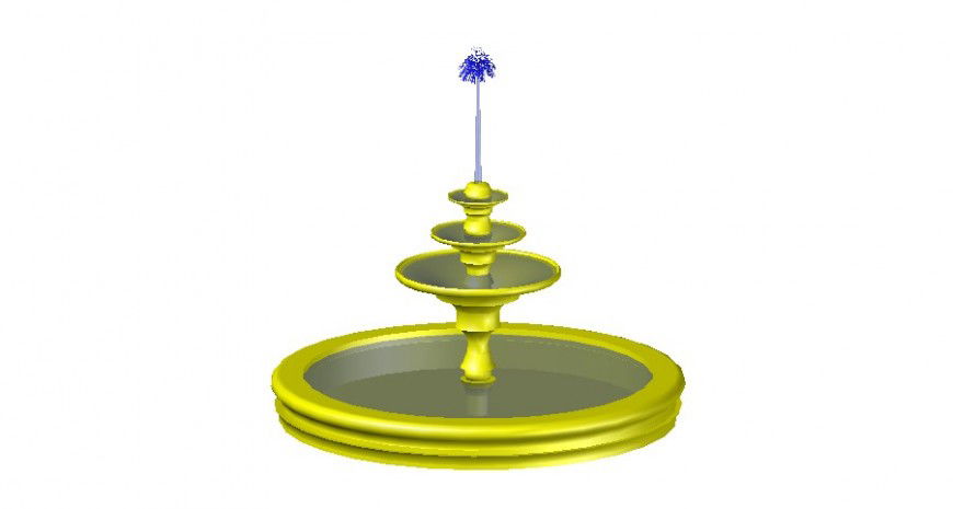 Detail elevation of fountain design 3d model autocad file