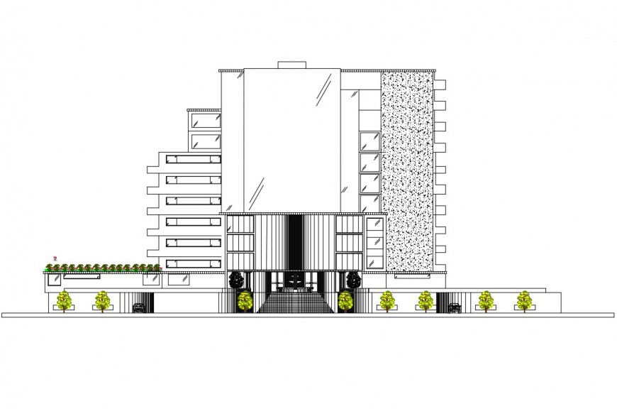 Detail Elevation of high rise building block layout file in autocad format