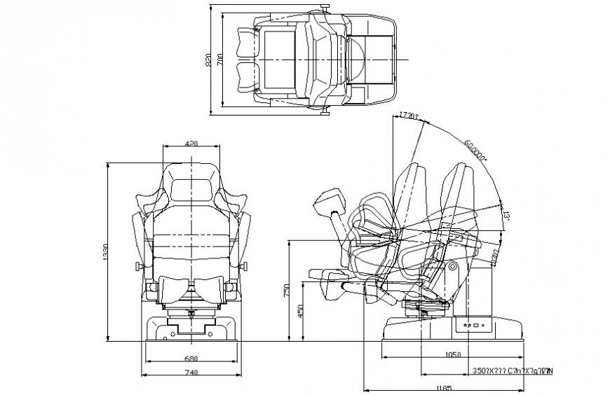 Detail elevation of hospital dental chair in autocad