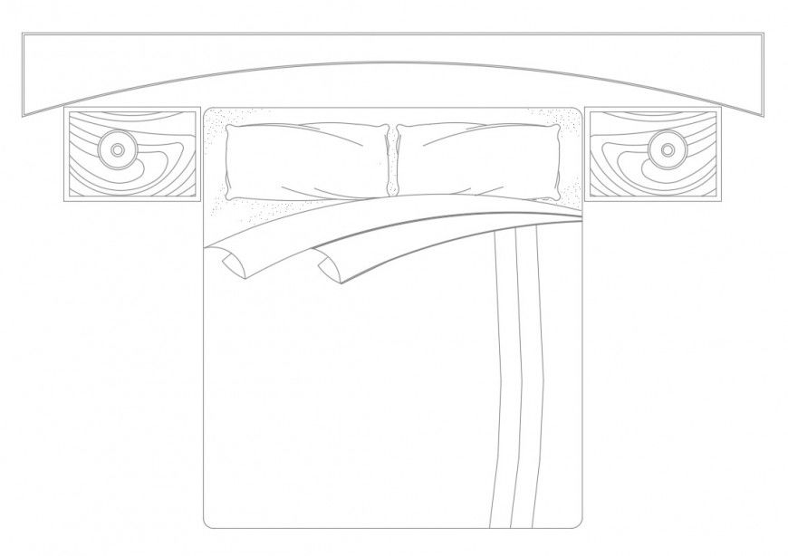 Detail Elevation of the double bed layout CAD furniture block autocad file