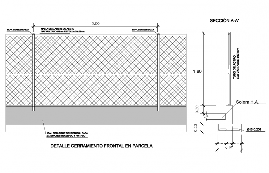 Detail enclosure on plot structure elevation layout file