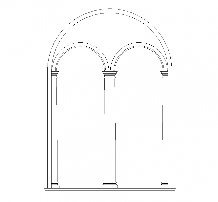 Detail entrance of a building 2d view layout file