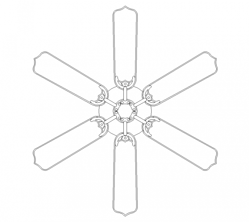 Detail fan structure elevation  layout 2d view autocad file